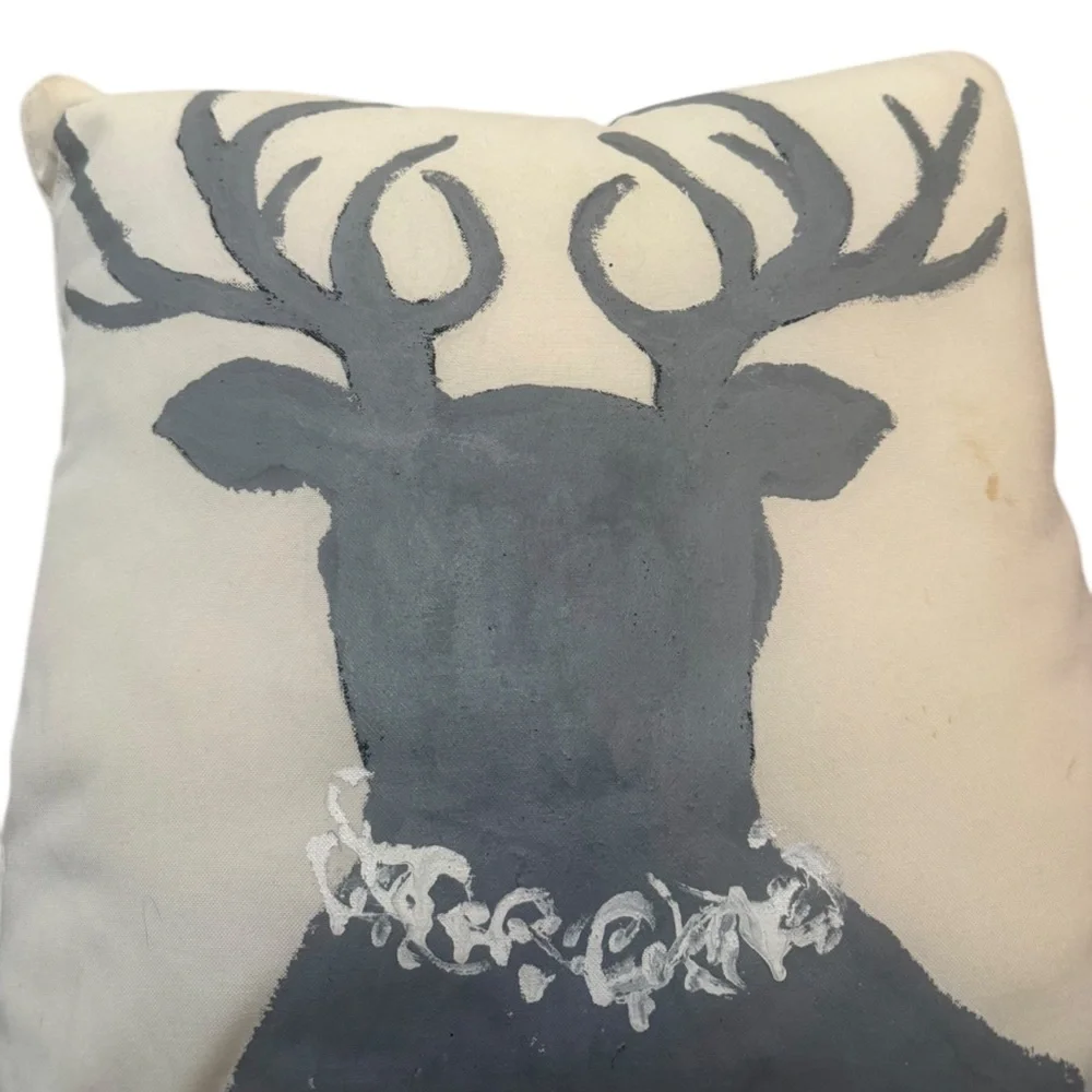 Unlisted Gray and Cream Holiday Reindeer Pillow